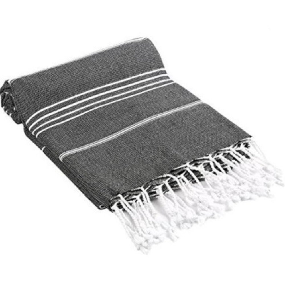 TURKISH BATH TOWEL FARM BOHO black white stripes
